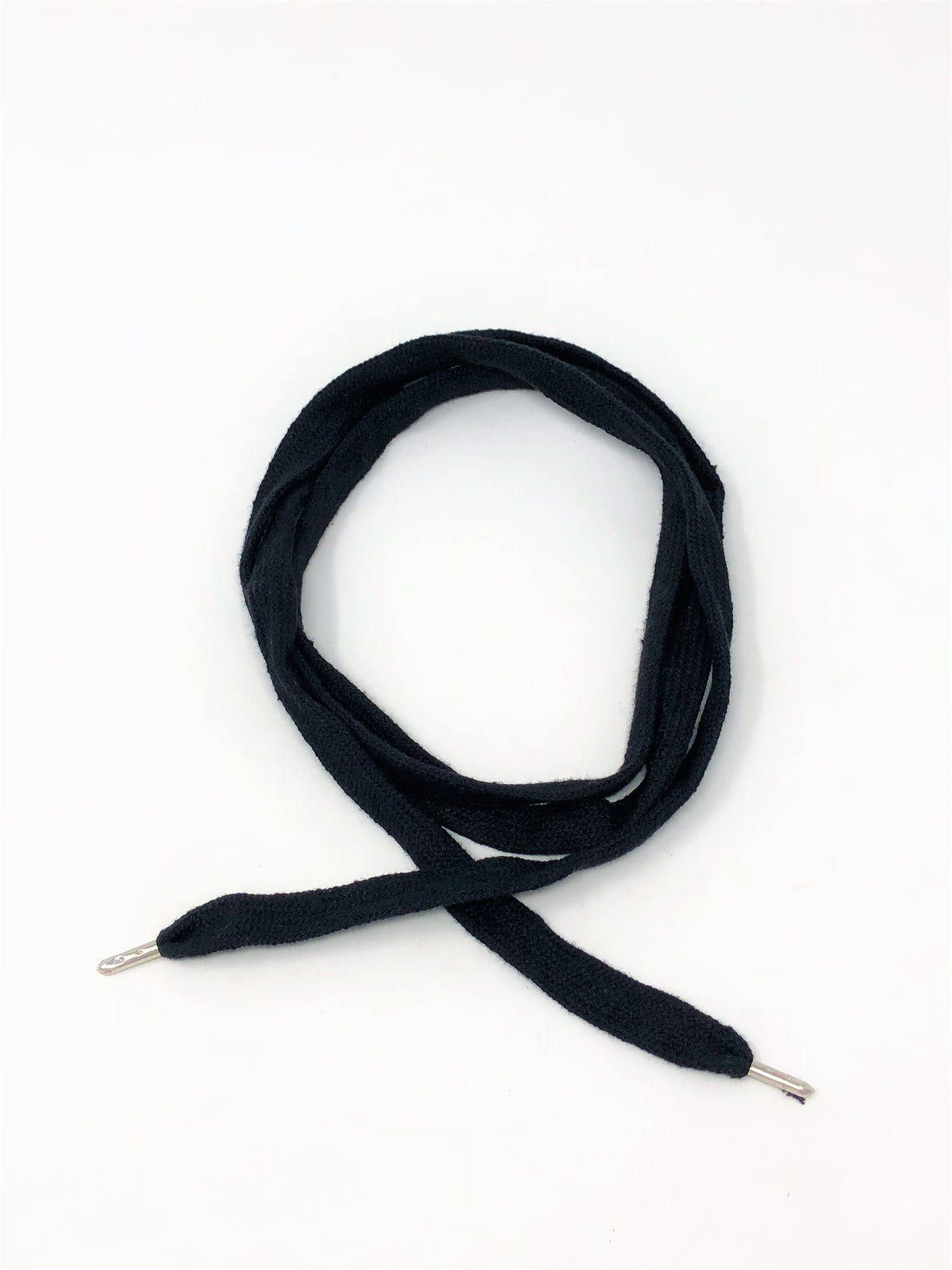 Wholesale Black Flat Cotton Drawstring Cord Silver Round Metal Tip —  ZipUpZipper