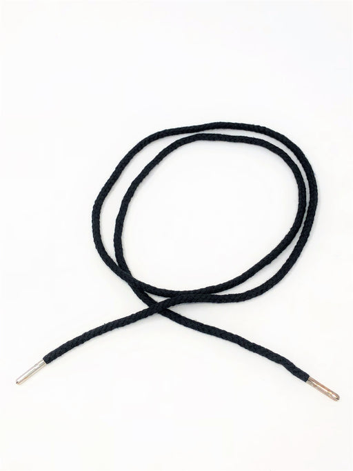 Wholesale Black Round Cotton Drawstring Cord Silver Round Metal Tip - ZipUpZipper