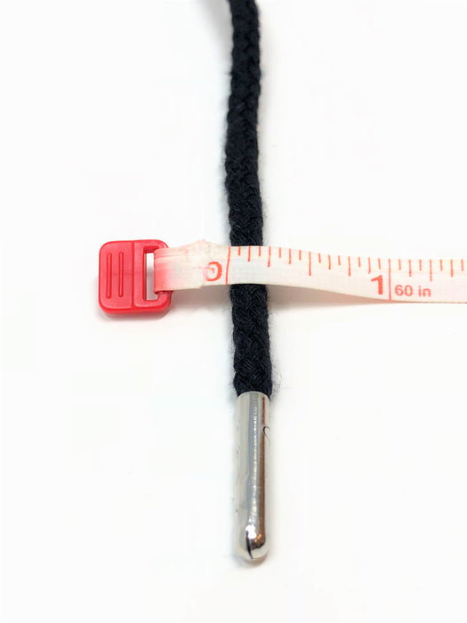 Wholesale Black Round Cotton Drawstring Cord Silver Round Metal Tip - ZipUpZipper