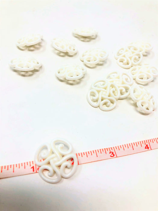 White Plastic Floral Shank Button 1 inch - ZipUpZipper