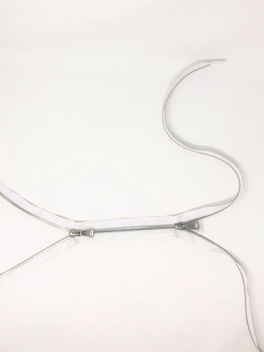 Wholesale White Glossy Silver Two-Way Separating Zipper in 5MM or 8MM Open Bottom - Choose Length - - ZipUpZipper