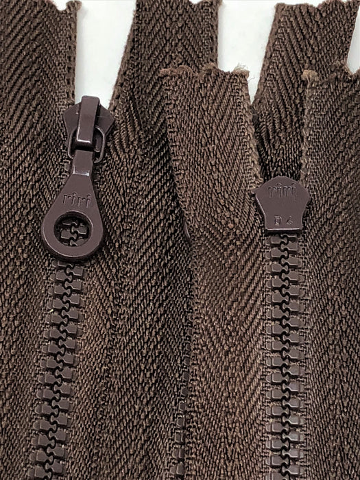 Brown Riri Pocket Zipper D4 Plastic Molded 6 OR 7 Inches Closed Bottom Non-Separating - ZipUpZipper