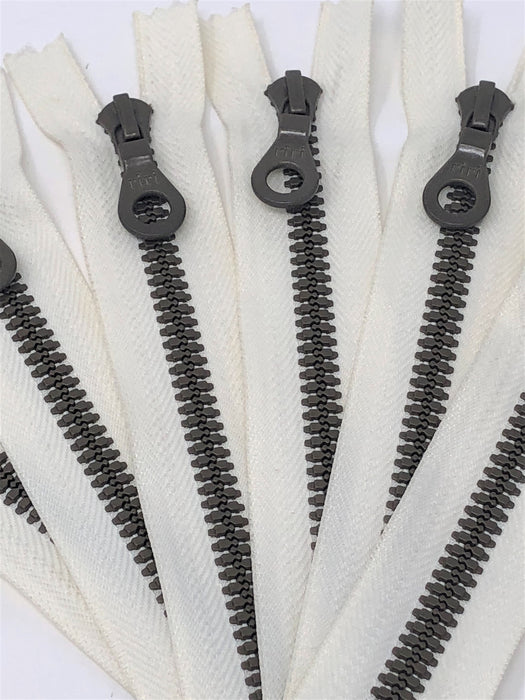 Off-White Riri Plastic Molded Zipper 3 Brown Teeth 7 Inches Closed Bottom Non-Separating - ZipUpZipper