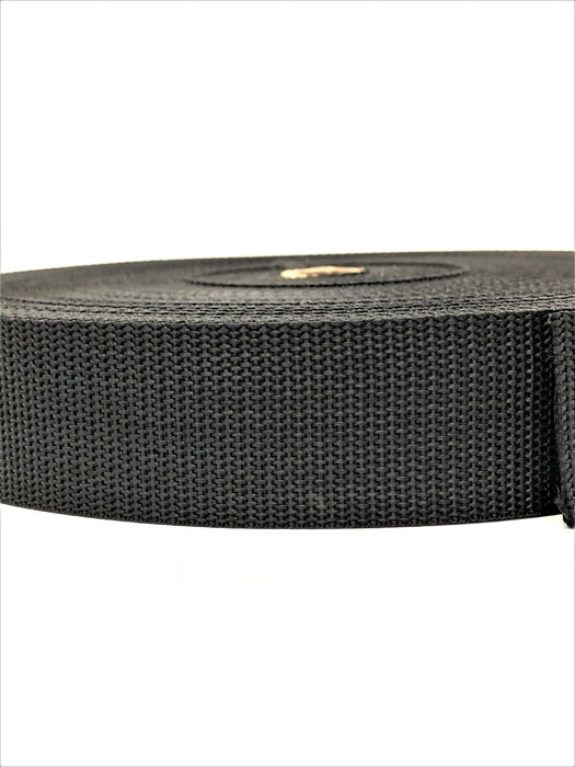 Black Polyester Webbing 1 Inch, 1.5 Inches, 2 Inches 50 Yards Full Roll - ZipUpZipper