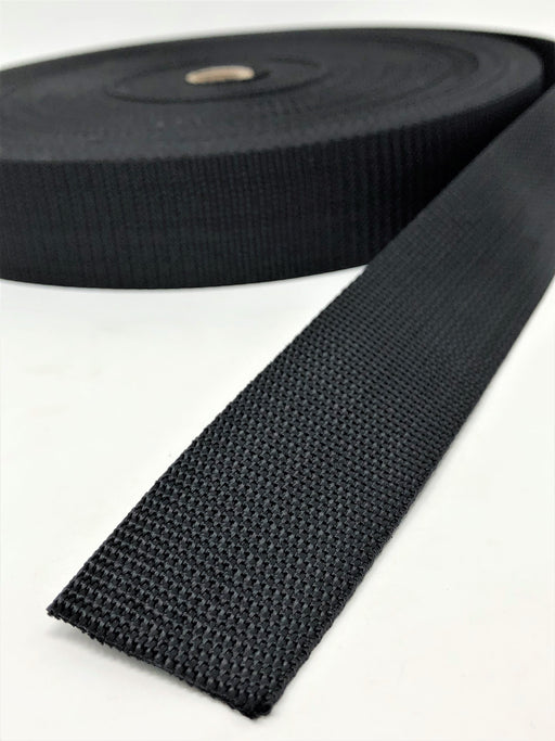 Black Polyester Webbing 1 Inch, 1.5 Inches, 2 Inches 50 Yards Full Roll - ZipUpZipper