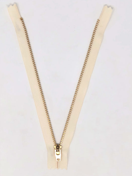 YKK Jean Zipper 4.5MM Off-White/Brass Zipper Choose 4-9 Inches Closed Bottom (Sold By Single Pieces) - ZipUpZipper