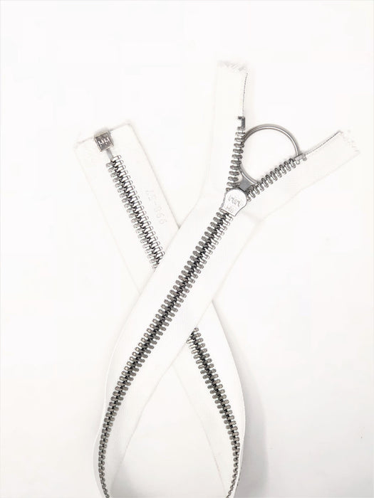 Riri Zipper White 21 inches 8MM Polyester Tape Nickel Finish Separating - ZipUpZipper