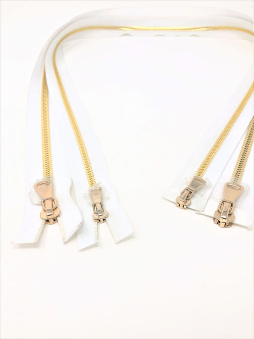 Wholesale White Glossy Brass Two-Way Separating Zipper in 5MM or 8MM Open Bottom - Choose Length - - ZipUpZipper