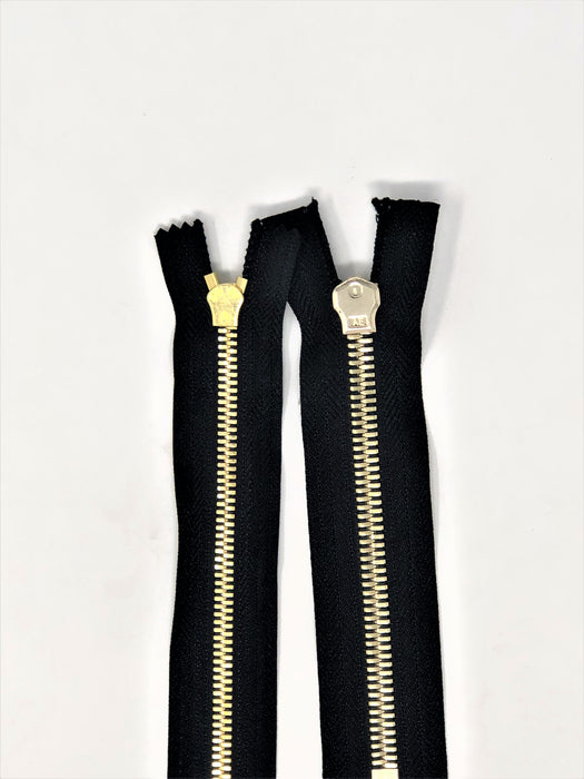 Black Glossy Pocket Zipper Brass Teeth 5MM or 8MM in 7 inches Closed Non Separating - ZipUpZipper