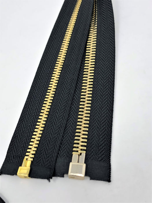 Wholesale Black Glossy One-Way Jacket Zipper 5MM OR 8MM Brass Teeth Separating - Choose Length - - ZipUpZipper