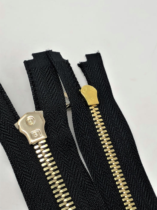 Wholesale Black Glossy One-Way Jacket Zipper 5MM OR 8MM Brass Teeth Separating - Choose Length - - ZipUpZipper