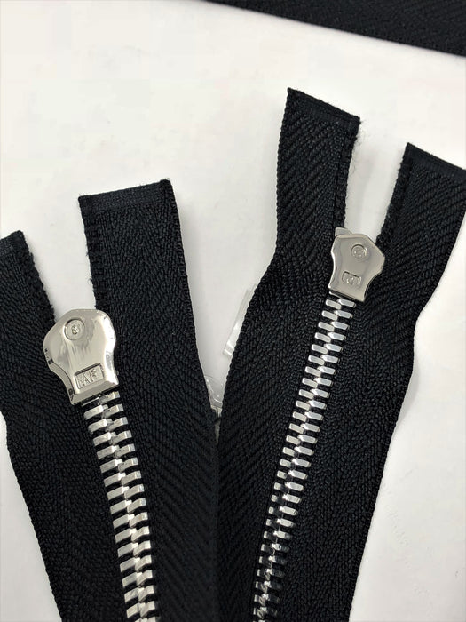 Wholesale Black Glossy One-Way Jacket Zipper 5MM OR 8MM Silver Teeth Separating - Choose Length - - ZipUpZipper