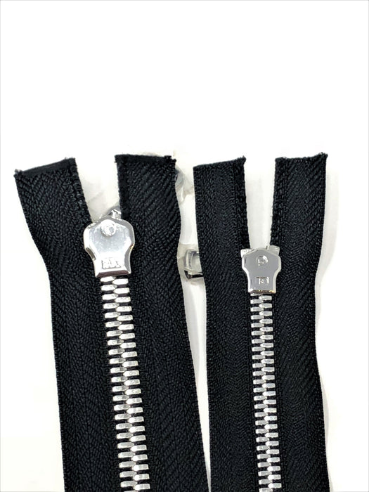 Wholesale Black Glossy Silver Two-Way Separating Zipper in 5MM or 8MM Open Bottom - Choose Length - - ZipUpZipper
