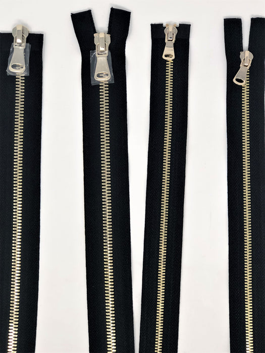 Wholesale Black Glossy Brass Two-Way Separating Zipper in 5MM or 8MM Open Bottom - Choose Length - - ZipUpZipper