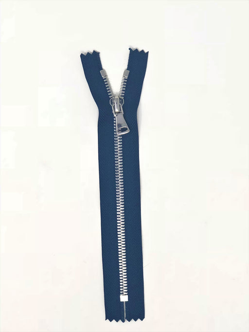 Wholesale Navy Glossy Pocket Zipper Silver Teeth 5MM in 7 inches Closed Non Separating - ZipUpZipper