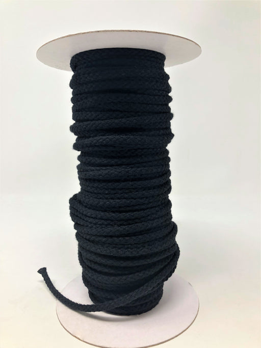 Black Round Polyester Drawstring Cord By Yard 1/4 — ZipUpZipper