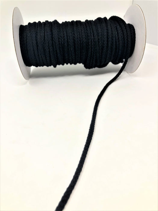 Black Round Drawstring Cord By Yard 1/2" - ZipUpZipper