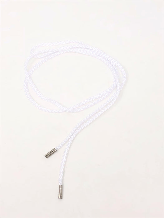 Wholesale White Round Polyester Drawstring Cord Silver Round Metal Tip
