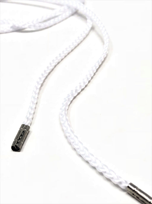 Wholesale White Round Polyester Drawstring Cord Silver Round Metal Tip —  ZipUpZipper
