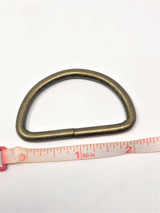 Metal D Ring 2"  Antique Brass Plated Loop Ring - ZipUpZipper