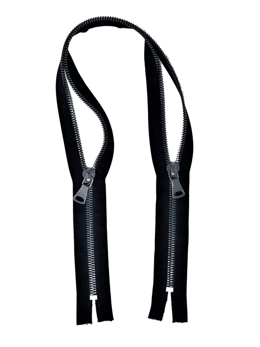 Black Glossy Two-Way Backpack Zipper 8MM Black/Gun Metal Teeth Closed