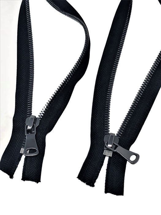 Black Glossy Two-Way Backpack Zipper 8MM Black/Gun Metal Teeth Closed