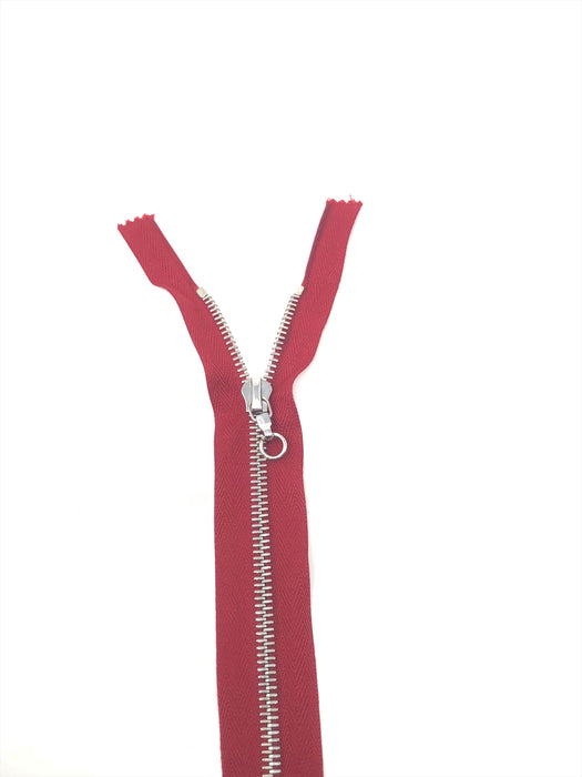 Red Riri Zipper Nickel 6MM Teeth 19 inches Separating, Open Bottom for Jackets, Coats, Sportswear, Outerwear, and More - ZipUpZipper