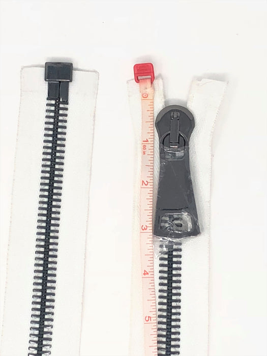 14MM White Tape Gun Metal Teeth Glossy Zipper Separating Choose Length - ZipUpZipper