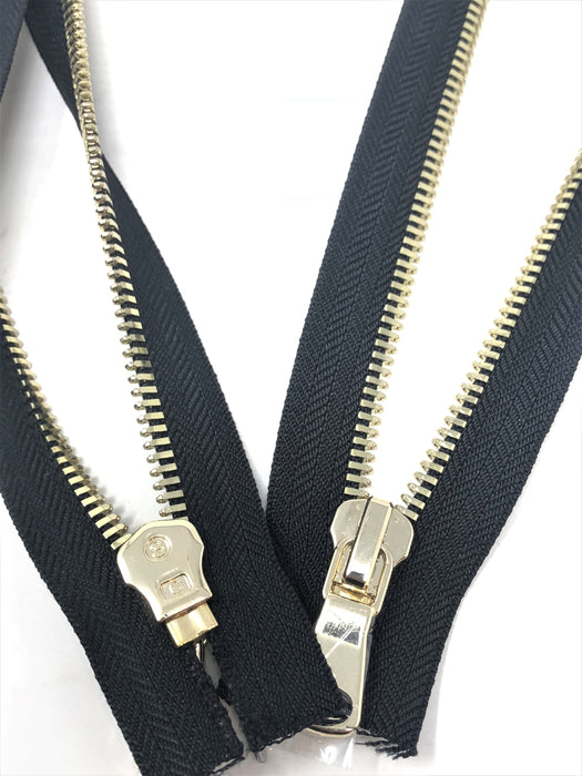 Black Glossy Two-Way Backpack or Luggage Zipper 8MM Brass Closed