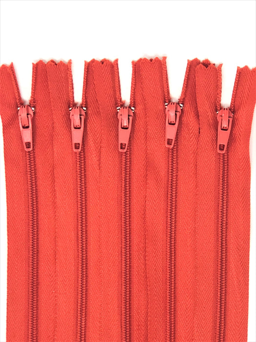 Orange 7 inch Nylon Zippers #3 Closed Bottom Wholesale (100 Zippers) Per Order