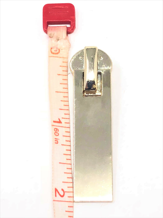 Rectangular Glossy Metal Puller Zipper 8mm in Light Brass