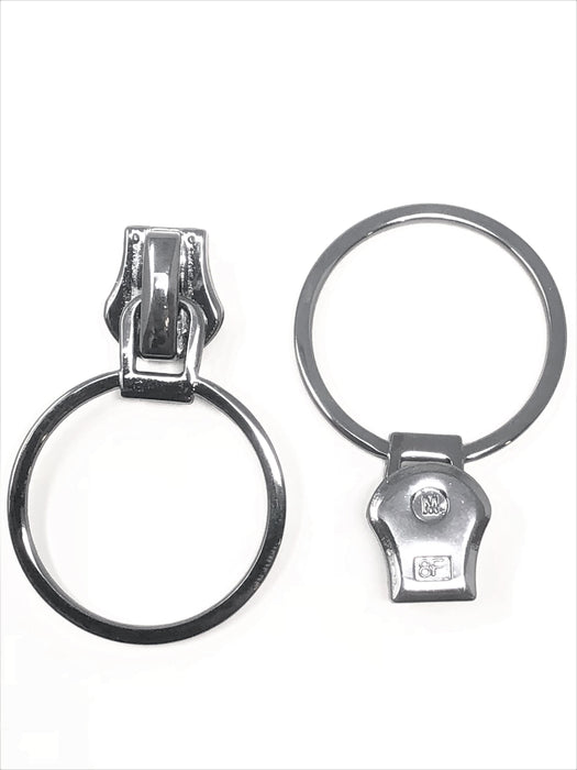 Glossy Round Metal O-Ring Zipper Puller 8mm in Gunmetal