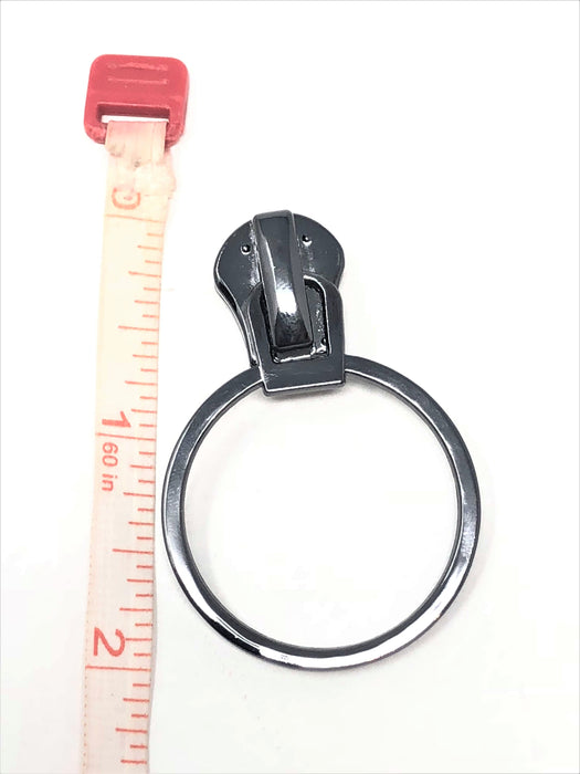 Glossy Round Metal O-Ring Zipper Puller 8mm in Gunmetal