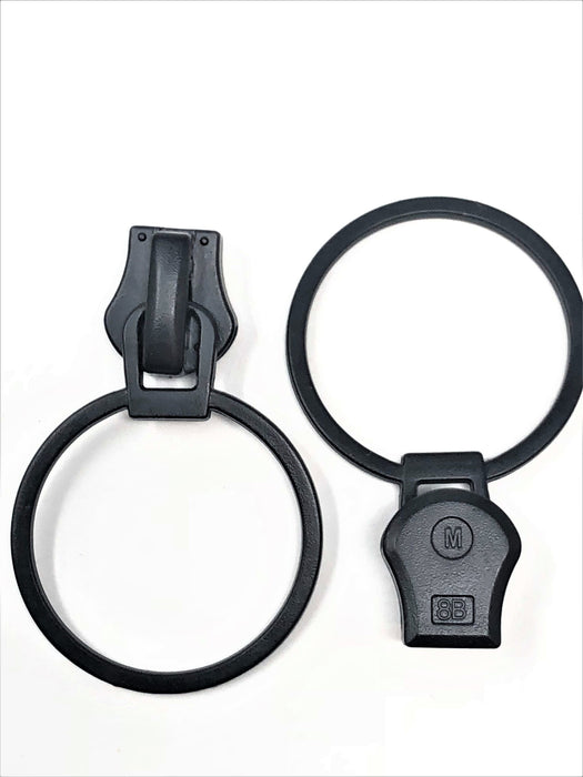 Glossy Round Metal O-Ring Zipper Puller 8mm in Black