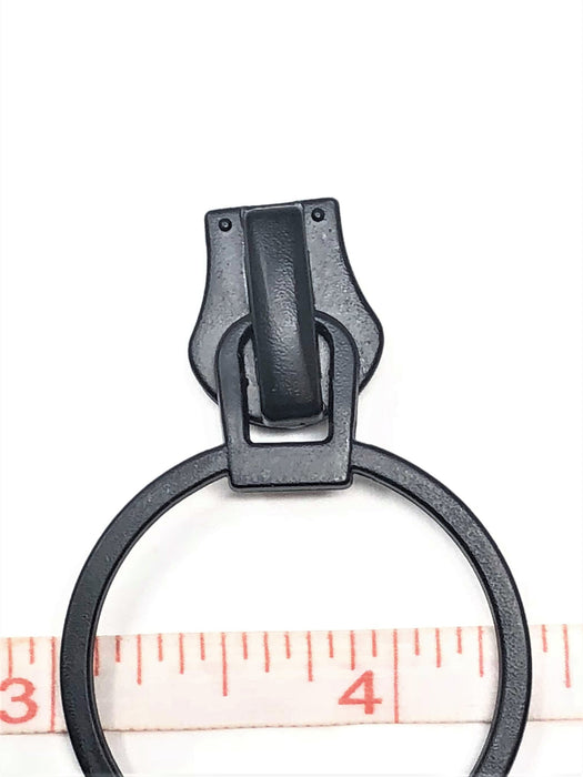 Glossy Round Metal O-Ring Zipper Puller 8mm in Black
