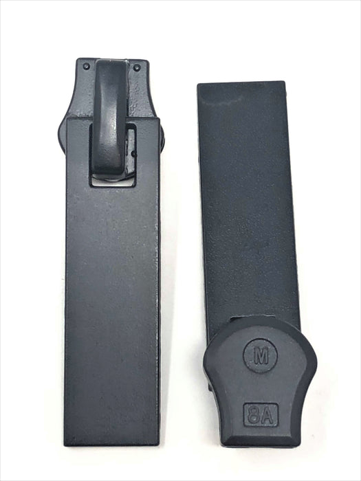 Rectangular Glossy Metal Puller Zipper 8mm in Dull Black