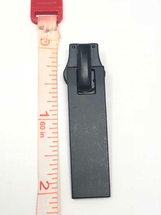 Rectangular Glossy Metal Puller Zipper 8mm in Dull Black