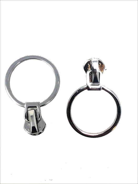 Glossy Round Metal O-Ring Zipper Puller 5mm in Nickel (Silver)