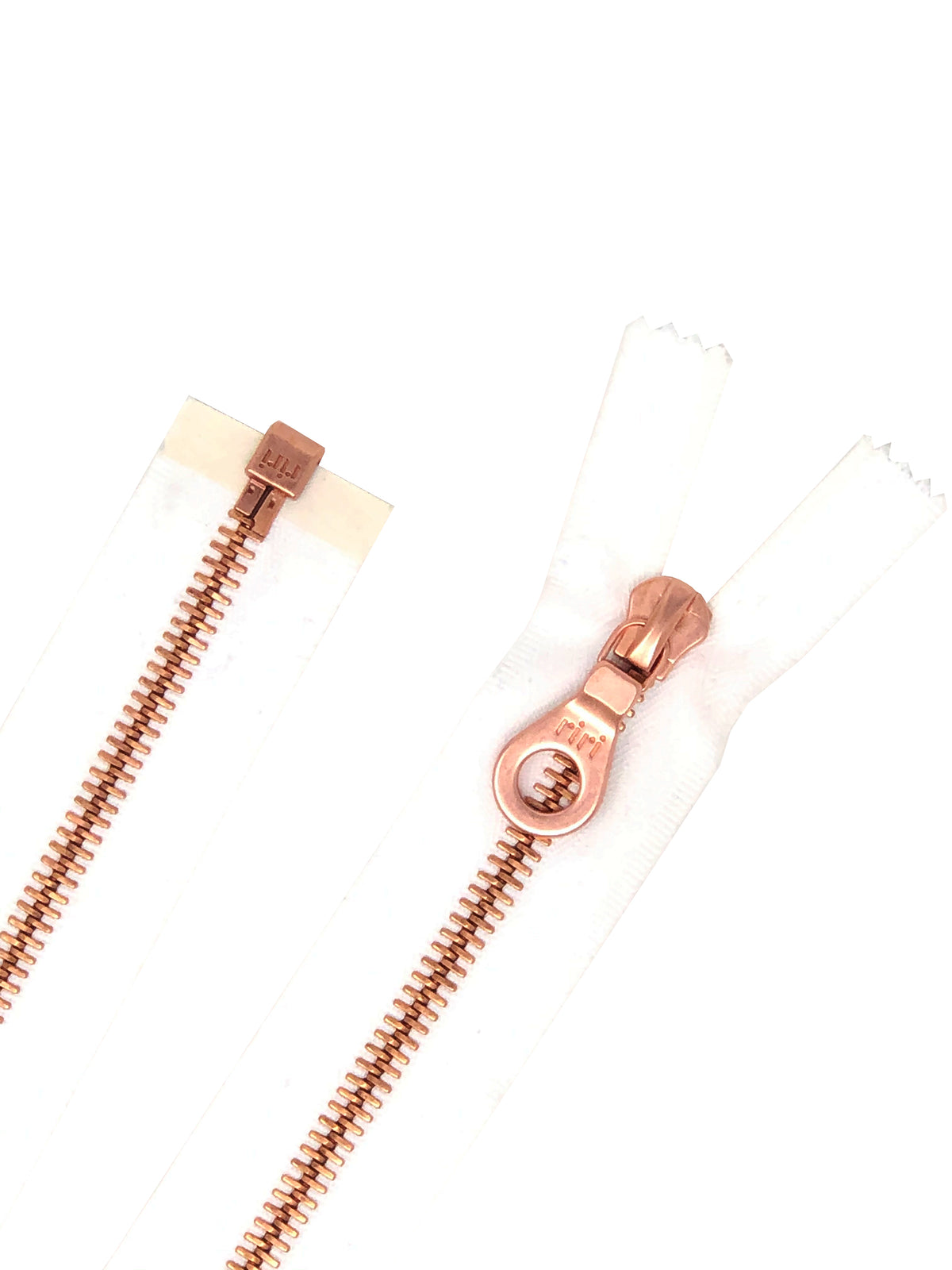 White Riri Jacket Zipper 6MM Rose Gold or Copper Finish Separating - C ...