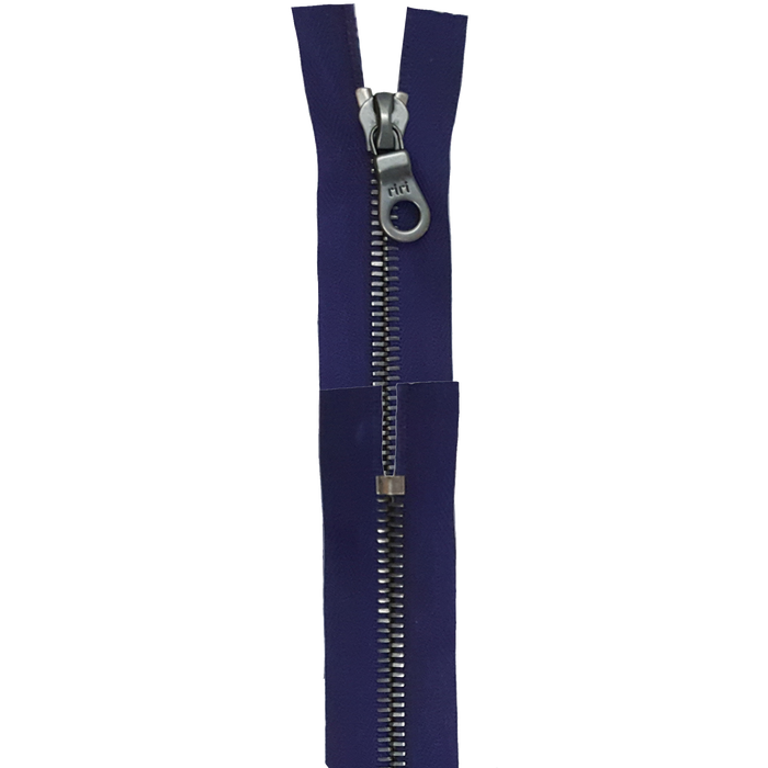 Riri 8MM Closed Bottom Zipper with KTA Pull, Purple/Gun Metal Riri 8MM Closed Bottom Zipper with KTA Pull, Purple/Gun Metal