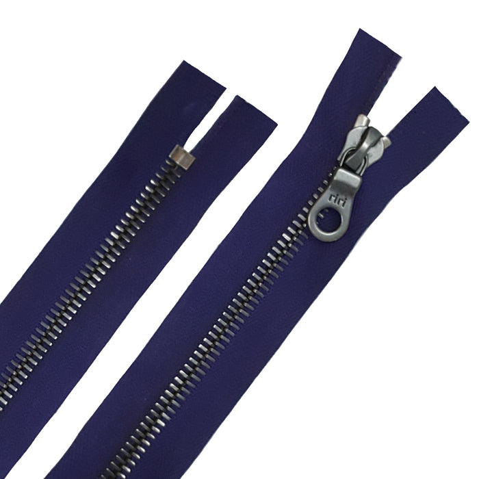 Riri 8MM Closed Bottom Zipper with KTA Pull, Purple/Gun Metal