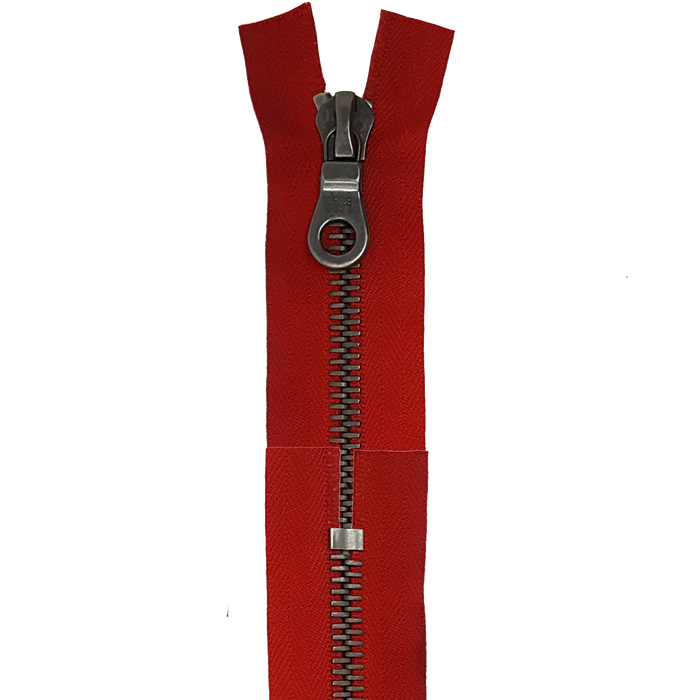 Riri 8MM Closed Bottom Zipper with KTA Pull, Red/Antique Nickel