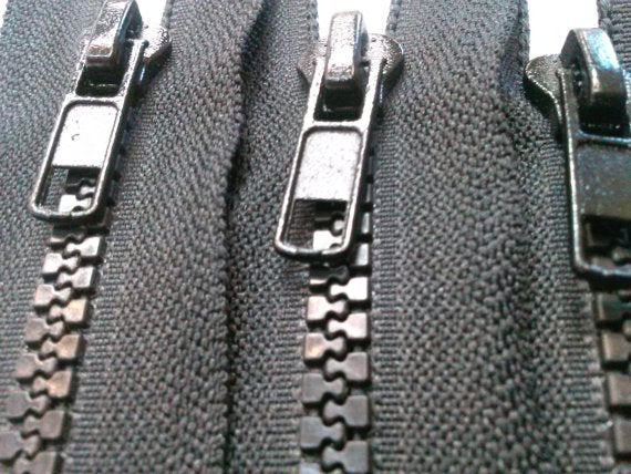 Black Molded Plastic Zippers 10 Inches 5MM Closed Bottom - ZipUpZipper