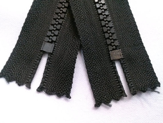 Black Molded Plastic Zippers 10 Inches 5MM Closed Bottom - ZipUpZipper