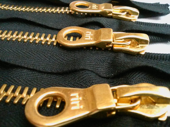 Black Riri Zipper 7 Inches 8MM Brass Teeth Closed Bottom - ZipUpZipper