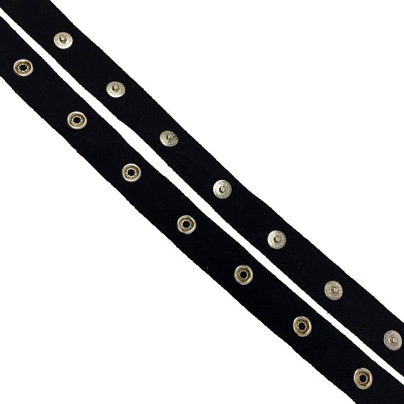 Snap Tape 3/4 Cotton Twill Tape White, Black or Natural Beige Silver Metal  Snaps Spaced 1 Apart by the Yard 12 Ligne Snap Fasteners 