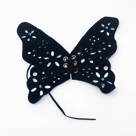 Black Butterfly Faux Suede Sew On Patch - ZipUpZipper