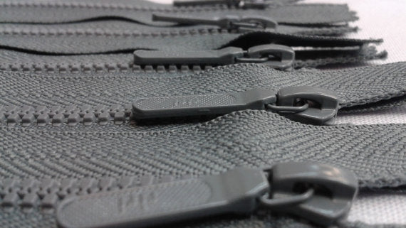 Grey Riri Zipper Molded Plastic 4MM 5 Inches Closed Bottom - ZipUpZipper
