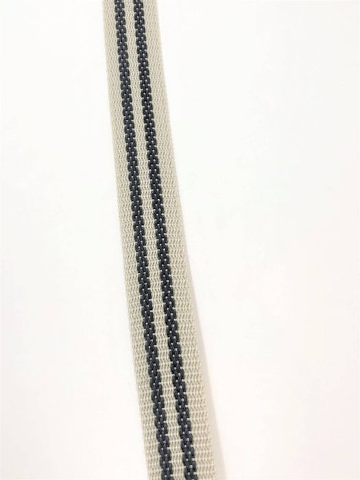 1" Wide Polypropylene Grip Webbing One Yard Piece Light Grey with Dark Grey Stripes - ZipUpZipper