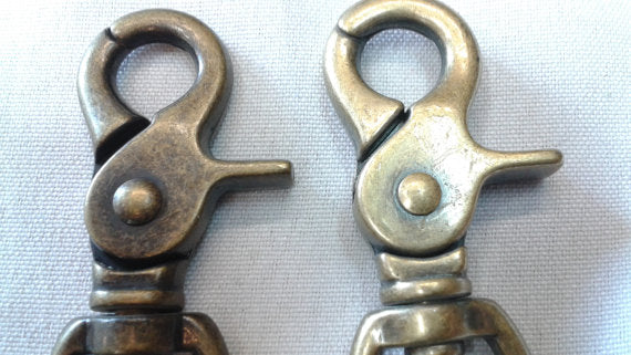 Two Vintage Brass Lobster Clasps for Flags or Sailboat Rigging
